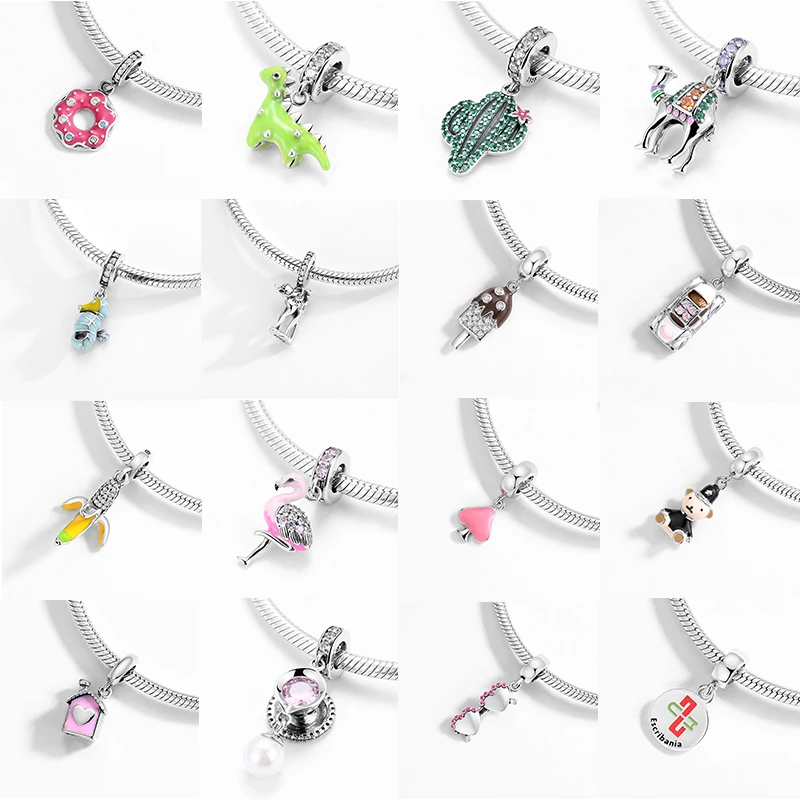 

Authentic 925 Sterling Silver Crystal zircon pendants Bead fit Original Bracelets designer charms for bracelets fine Jewelry