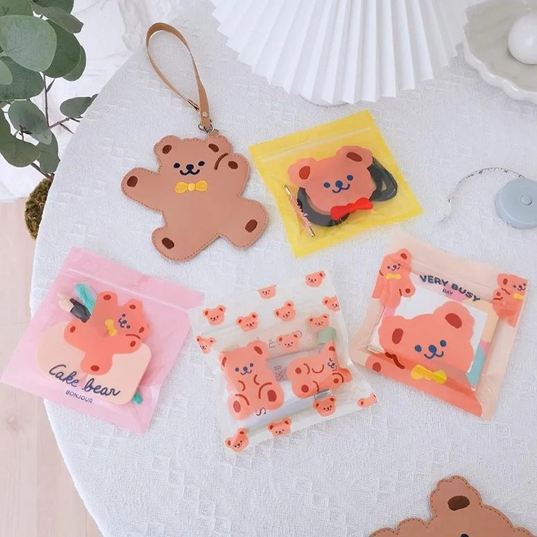 [5pcs]milkjoy bear ziplock bag packaging Korea ins wind cute children's mask storage student | Багаж и сумки
