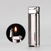 compact metal torch pipe lighter free fire grinding wheel lighter turbo butane gas inflatable cigarette windproof pocket lighter