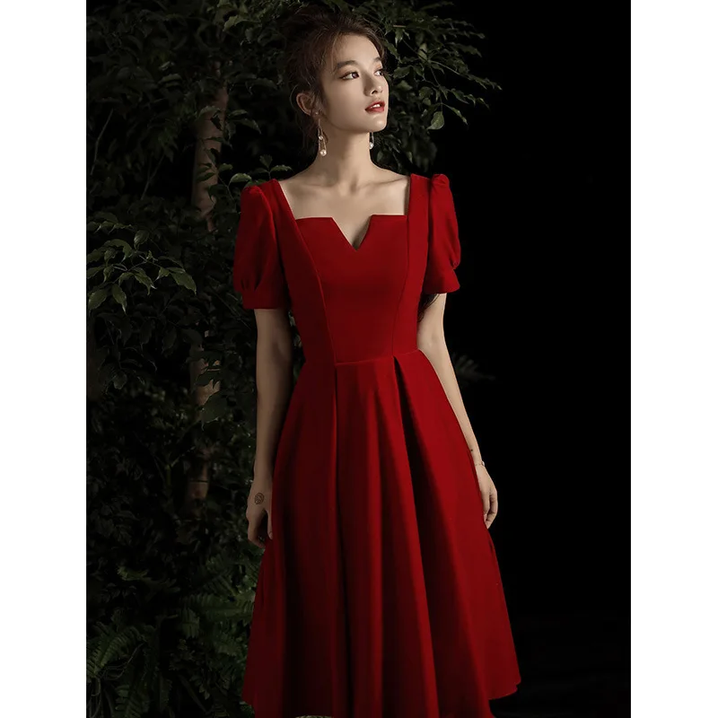 Совершенно новый дизайн элегантное бордовое вечернее платье свадебное для