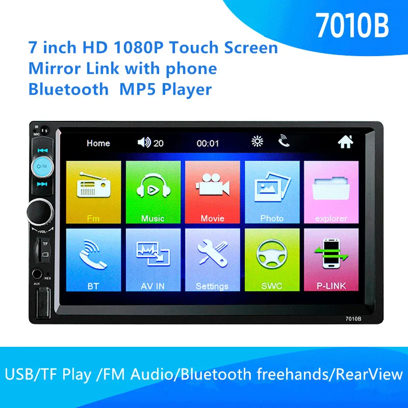 AOSHIKE 7010B 7 ''Автомобильный мультимедийный плеер 2 Din HD Автомобильный MP5 Bluetooth FM TFT