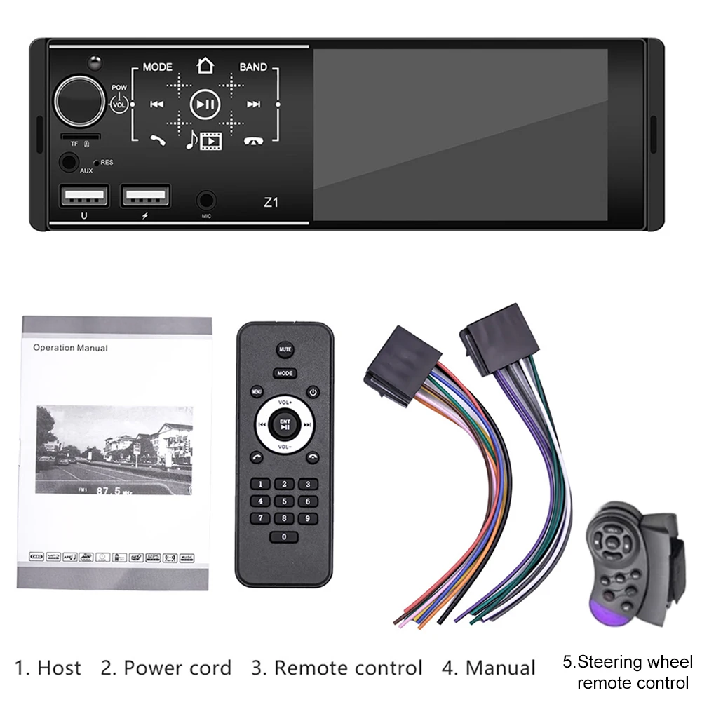 Автомагнитола 1 Din аудио стерео USB AUX FM mp5-плеер Bluetooth Автомобильный мультимедийный