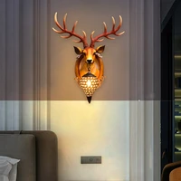 nordic design deer head wall lamp antler resin decor wall light bedroom living room wall lamp personality creative indoor lamp