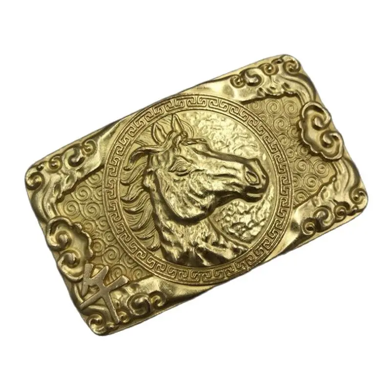 

Retail 2020 New High Quality 3D Horse Solid Brass Men Belt Buckle With 80*48mm 150g Metal Cowboy Belt Head For 4cm Wideth Belt