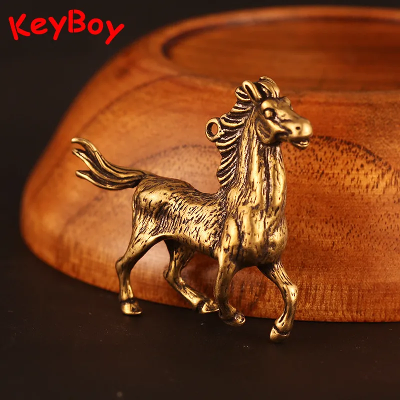 Китайский стиль креативные латунные беговые брелоки с лошадьми Подвески медные