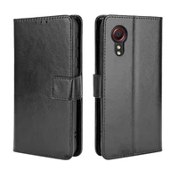 for samsung galaxy xcover 5 phone leather case flip holder retro solid color protective cover skin w wallet card sleeve