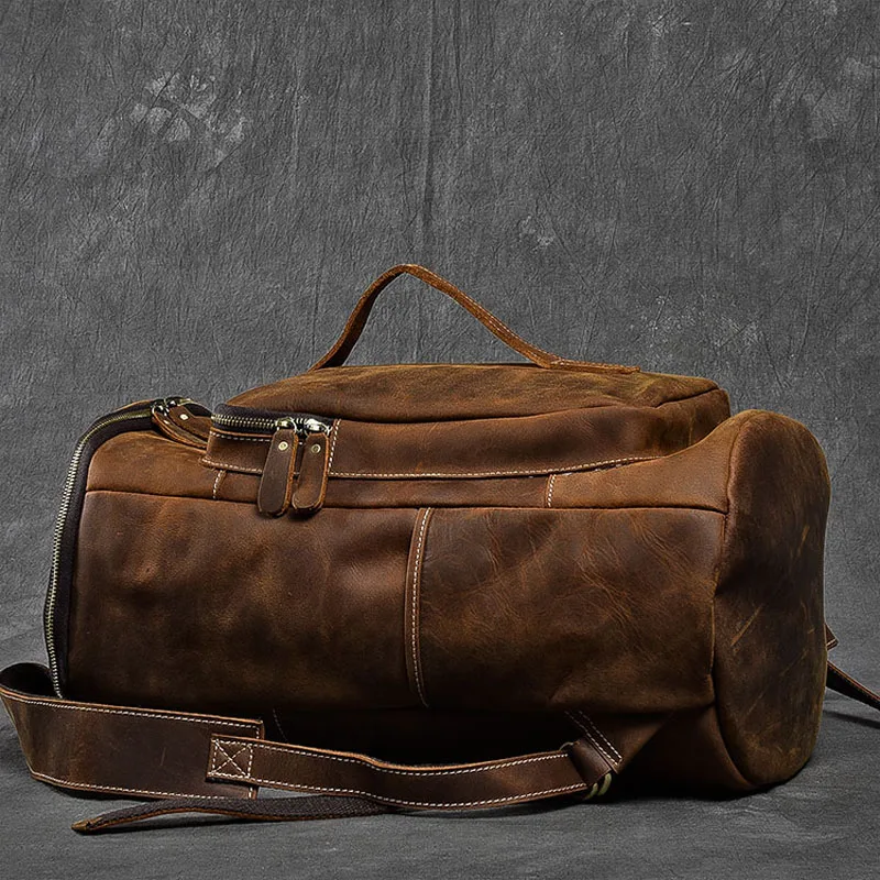 Винтажный рюкзак из натуральной кожи мужской ручной работы в стиле ретро - Фото №1