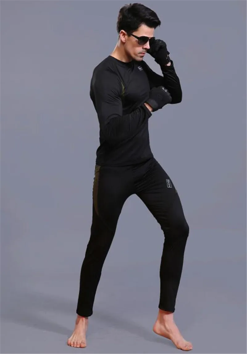 ESDY мужские зимние комплекты термобелья Быстросохнущий Спортивный костюм