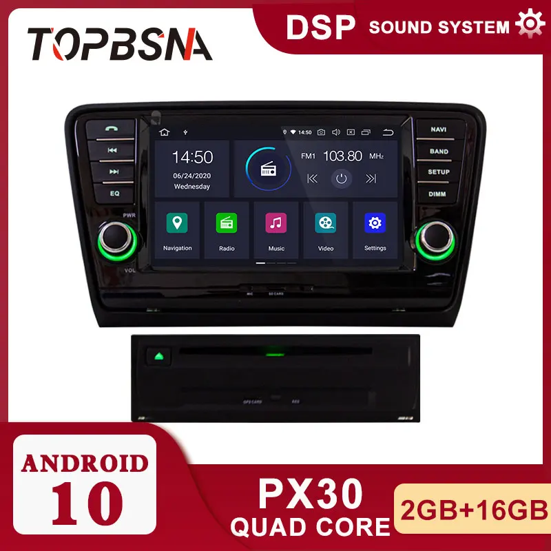 Автомобильный DVD-плеер TOPBSNA Android 10 для VW Skoda Octavia III 2014-2017 Wi-Fi мультимедиа GPS