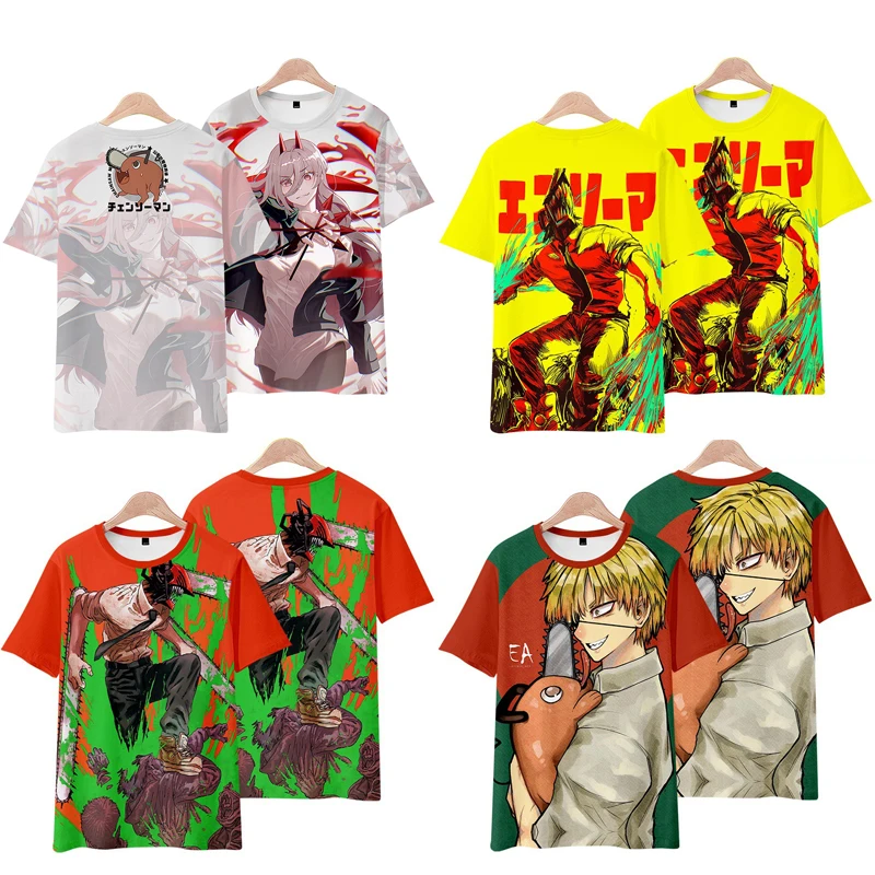 

Anime Chainsaw Man Makima Cosplay T shirt 3D Printing Short Sleeve Tshirt Pochita Makima Power Harajuku Tops Cool Tee Gift