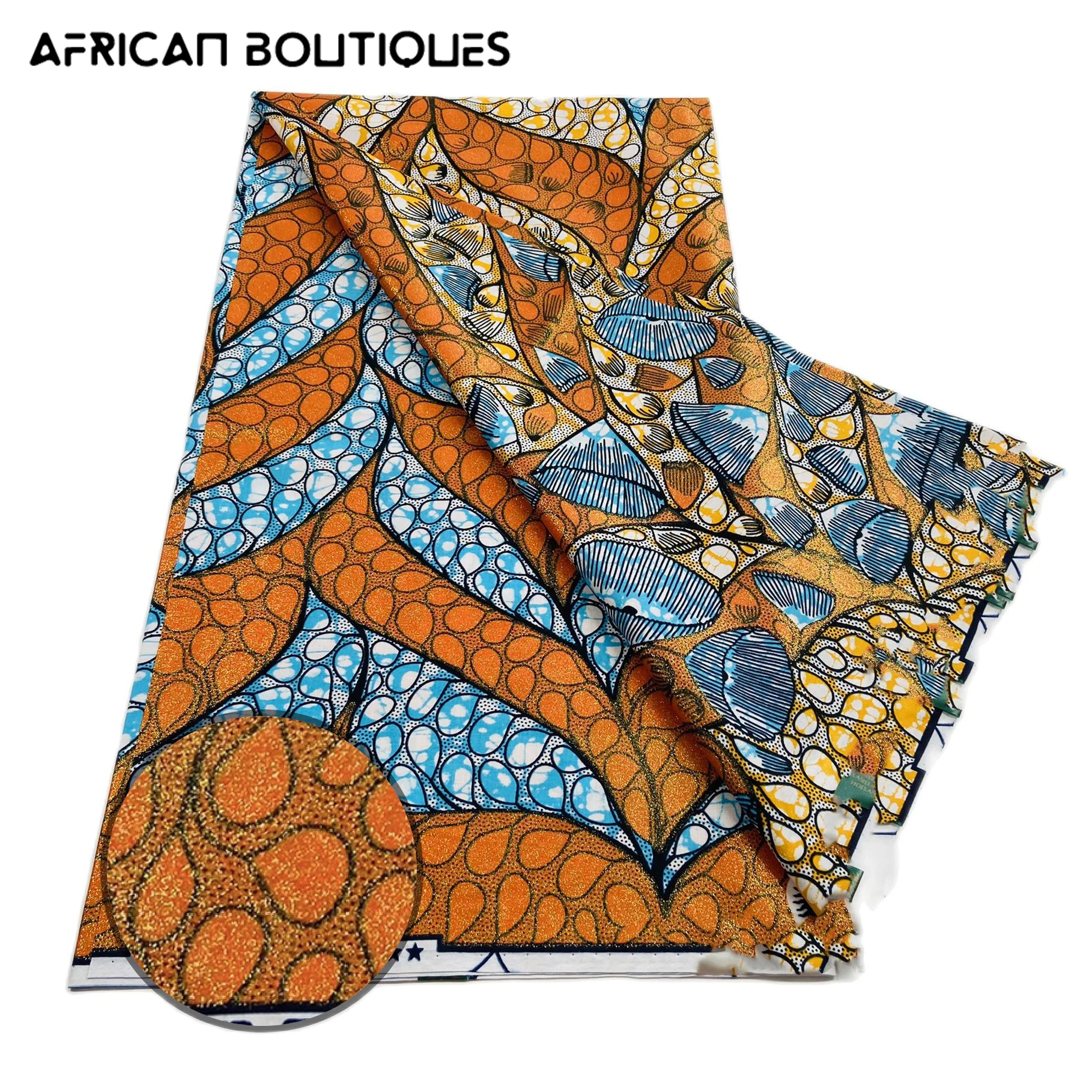 

Новое поступление 2022, модная вощеная ткань с принтом, африканская мягкая ткань, 6 ярдов, золотистая африканская пряжа, окрашенное вечернее п...