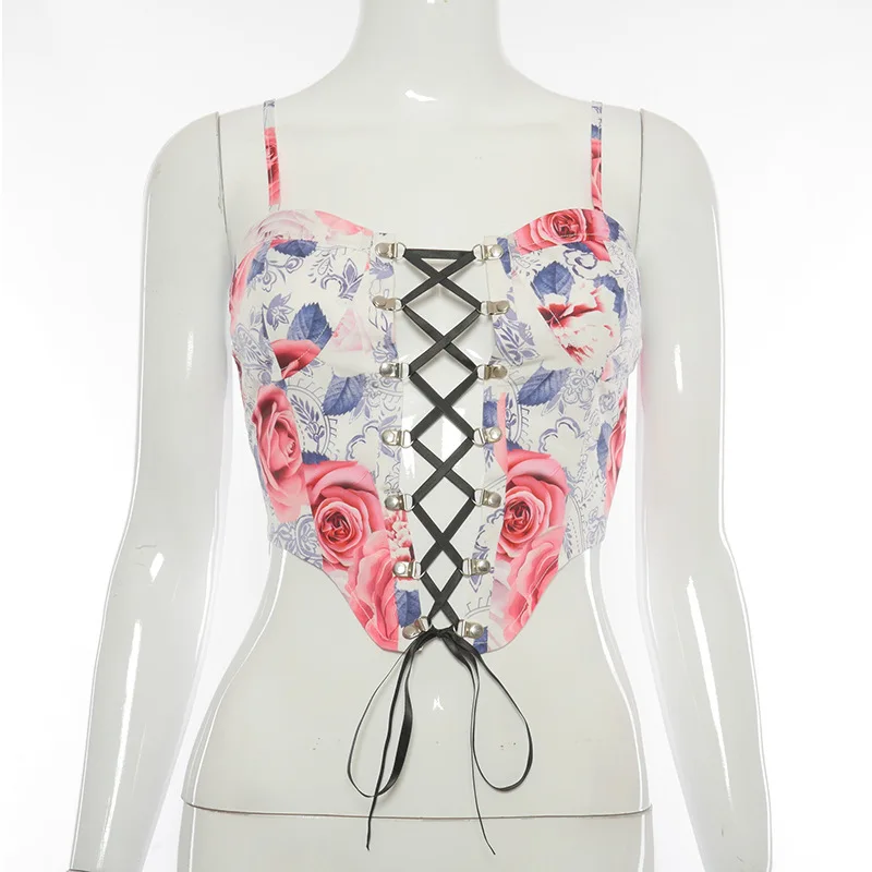 

Deep V-Neck Hot Sexy Bandage Crop Top Women 2021 Fashion Party Clubwear Sleeveless Backless Skinny Slim Camisole
