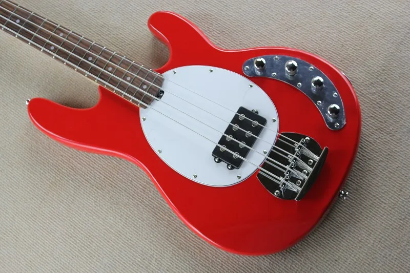 

Бесплатная доставка, высокое качество, Ernie Ball Musicman музыкальный человек, 4 струны, красный, электрическая бас-гитара, активные звукосниматели