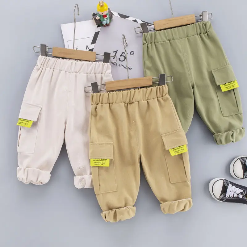 

2021 New Kids Pants Boys Casual Kids Cotton Boys Long Trousers Pocket Children Boys Clothing Sport Pants Spring pants 0-5 years