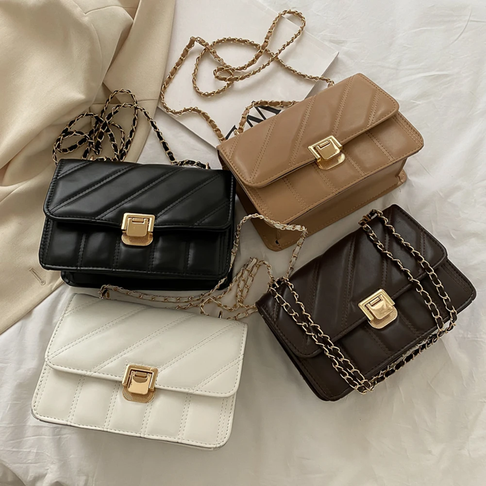 

Повседневная однотонная сумка-мессенджер в полоску, Дамский уличный кошелек из искусственной кожи на ремне с вышивкой, популярный простой ...