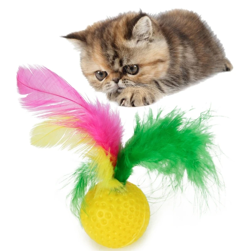 

14Pcs Replacement Feather Toy Set Interactive Kitten Teaser Wand Ball Toys Y5GB
