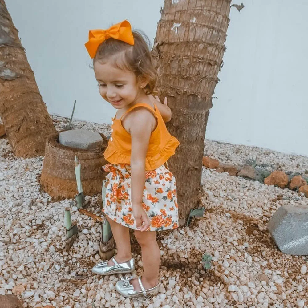 2 шт./компл. для маленьких девочек с цветочным рисунком в стиле Бохо летний костюм