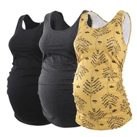 3 pack save womens stretch cotton maternity tops essentials pregnancy clothes sleeveless tank tops side ruched tee tshirt top