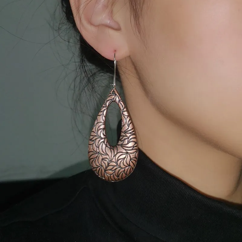 Индийский Племенной латуниевые серьги подвески с цветочным узором нарядная