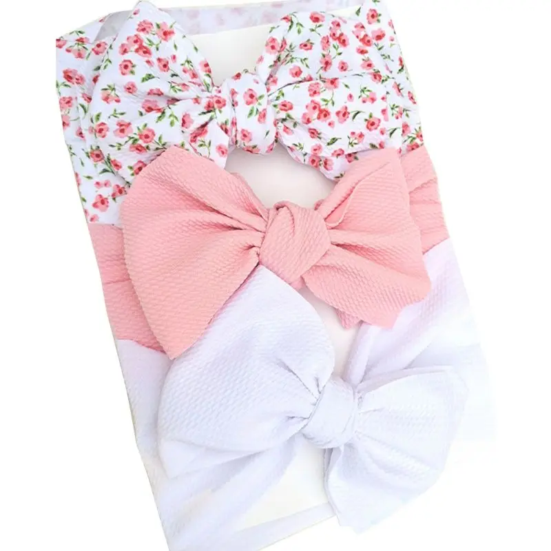 

3 Pcs/Set Baby Girls Lovely Bow Hairband Elastic Wide Headband Stretch Knot Band