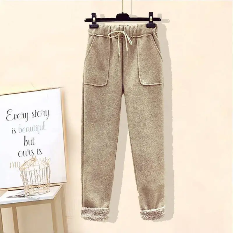 

2020 suit women plus velvet thick loose lamb cashmere wool sweater autumn and winter fashion two-piece women