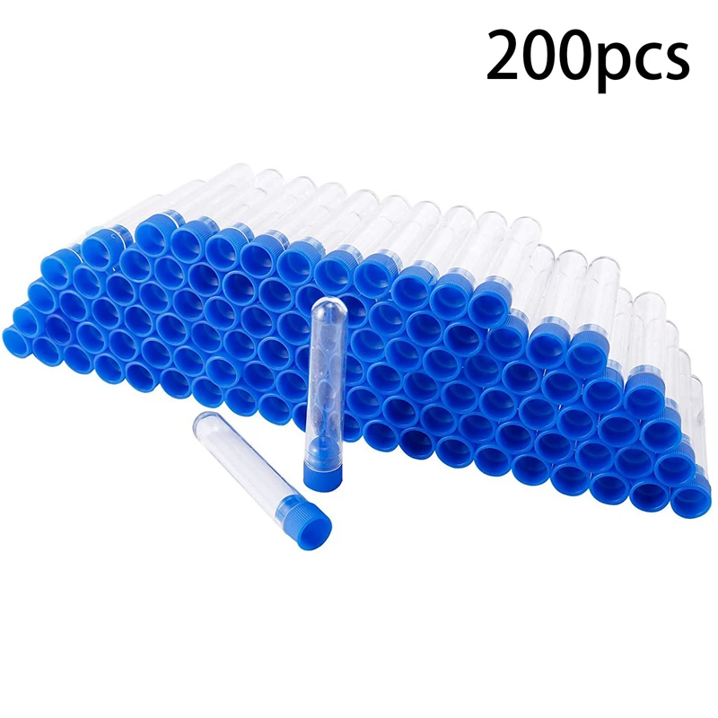 200 шт прозрачные пластиковые пробирки с синими винтовыми колпачками образцы