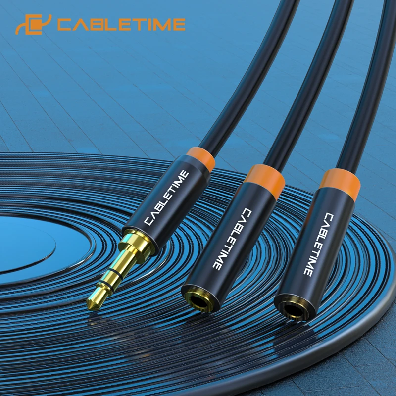 Аудио кабель CABLETIME сплиттер для наушников Разъем 3 5 мм штекер на 2 гнезда адаптер