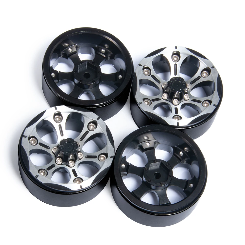 

YEAHRUN 4pcs/set 1.9" Alloy Beadlock Wheel Rim W/hub For TRX-4 SCX10 D90 1/10 RC Crawler
