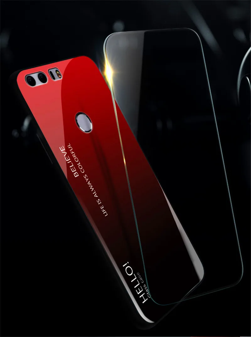 Huawei Honor 8 8S Case Gradient Aurora Tempered Glass Back Cover For Lite Honor8S KSA-LX9 KSE-LX9 Coque Capa | Мобильные телефоны и