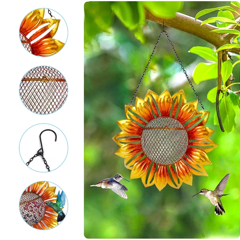 

Wild Bird Feeder Squirrel Proof Hanging Sunflower Hummingbird Feeder for Outside Metal Seed Feeders Yard Garden Decor