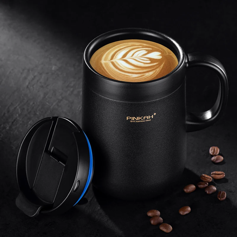 

Hot Sale Pinkah Coffee Thermo Mug 350ml 460ml Office Vacuum Flasks Home Thermos Cup With Handle Insulated Mug Thermos As Gift