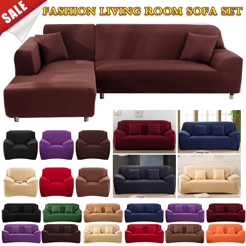 

Solid Color Elastic Stretch Sofa Cover Tight All-inclusive Non-slip Universal Couch Cover Sofa Slipcover 1/2/3/4seats