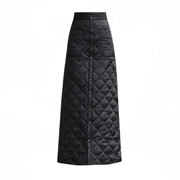black Down cotton plus size vintage high waist clothes autumn winter casual maxi long skirts womens skirt women streetwear