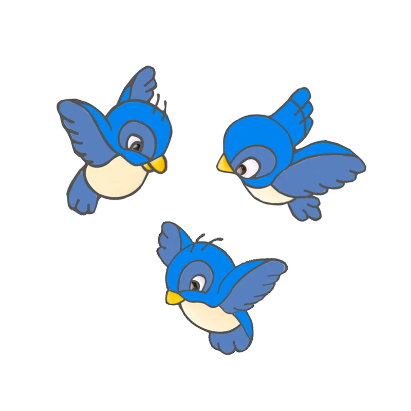 Cute Blue Birds Cartoon Fruits Brooch Banana Cherry Peach Enamel Pin Women Jackets Lapel Pins Hat Kids Bag Metal Badges Jewelry