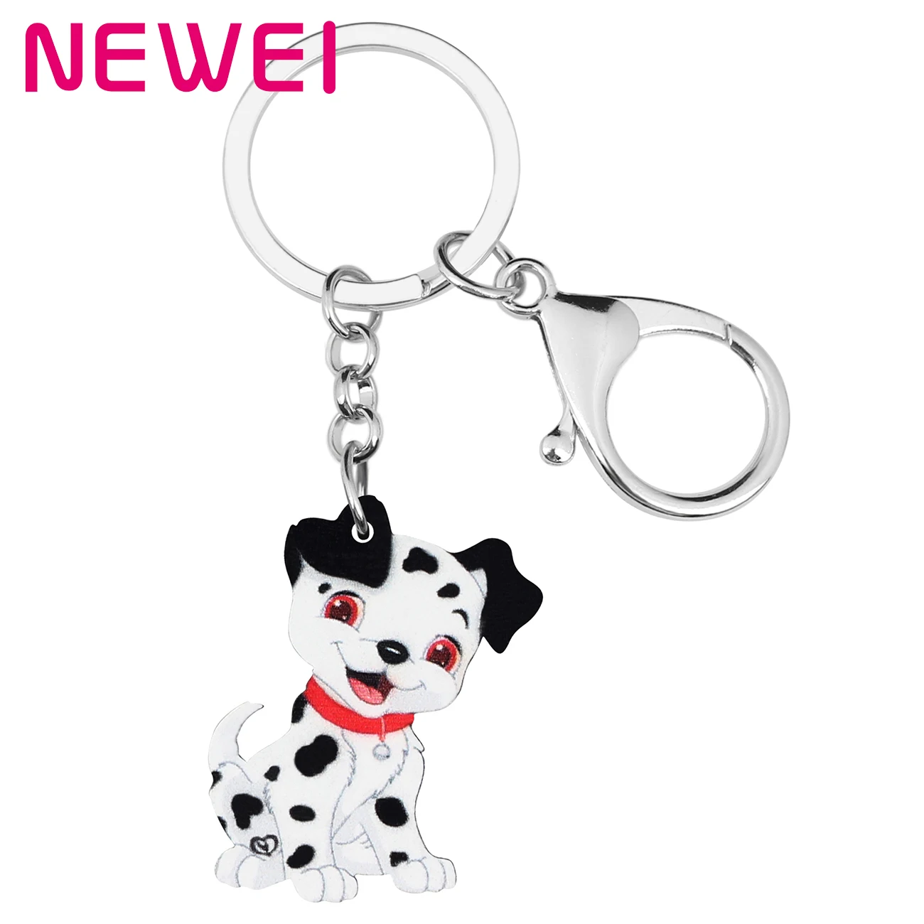 

Newei Acrylic Cute Spot Dog Keychains Keyring Big Lovely Animal Key Chain Jewelry For Women Kids Girls Gift Purse Accessories