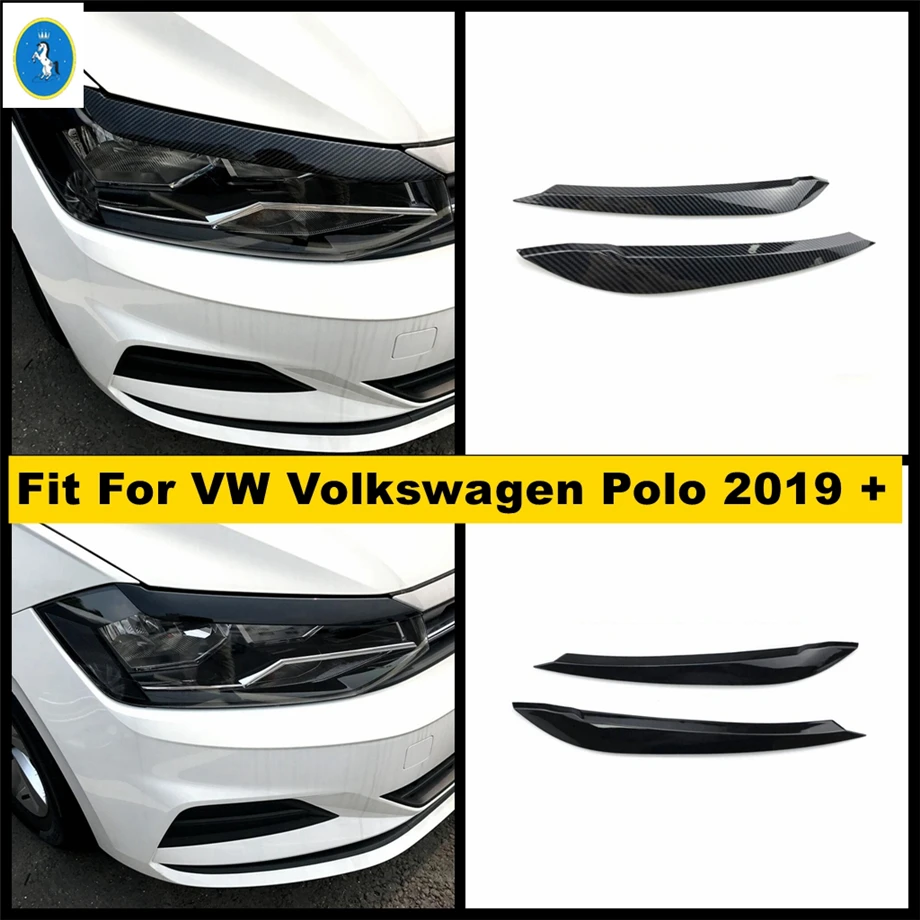 Купи Accessories Front Head Rear Tail Lights Lamps Eyelid Eyebrow Decor Panel Cover Trim For VW Polo 2019 2021 Black / Carbon Fiber за 1,186 рублей в магазине AliExpress