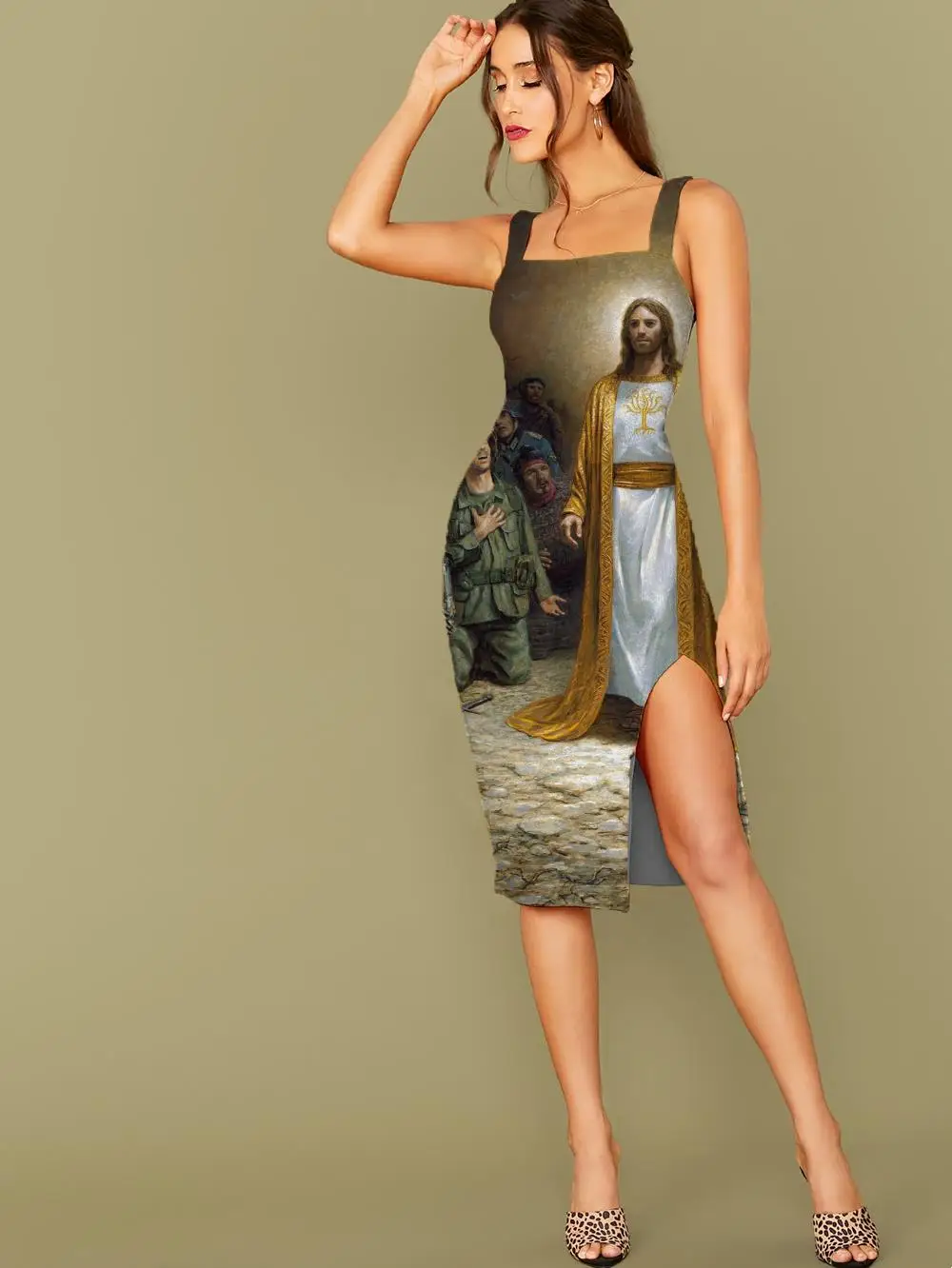 Платье в христианском стиле женское пикантный сарафан Харадзюку с изображением