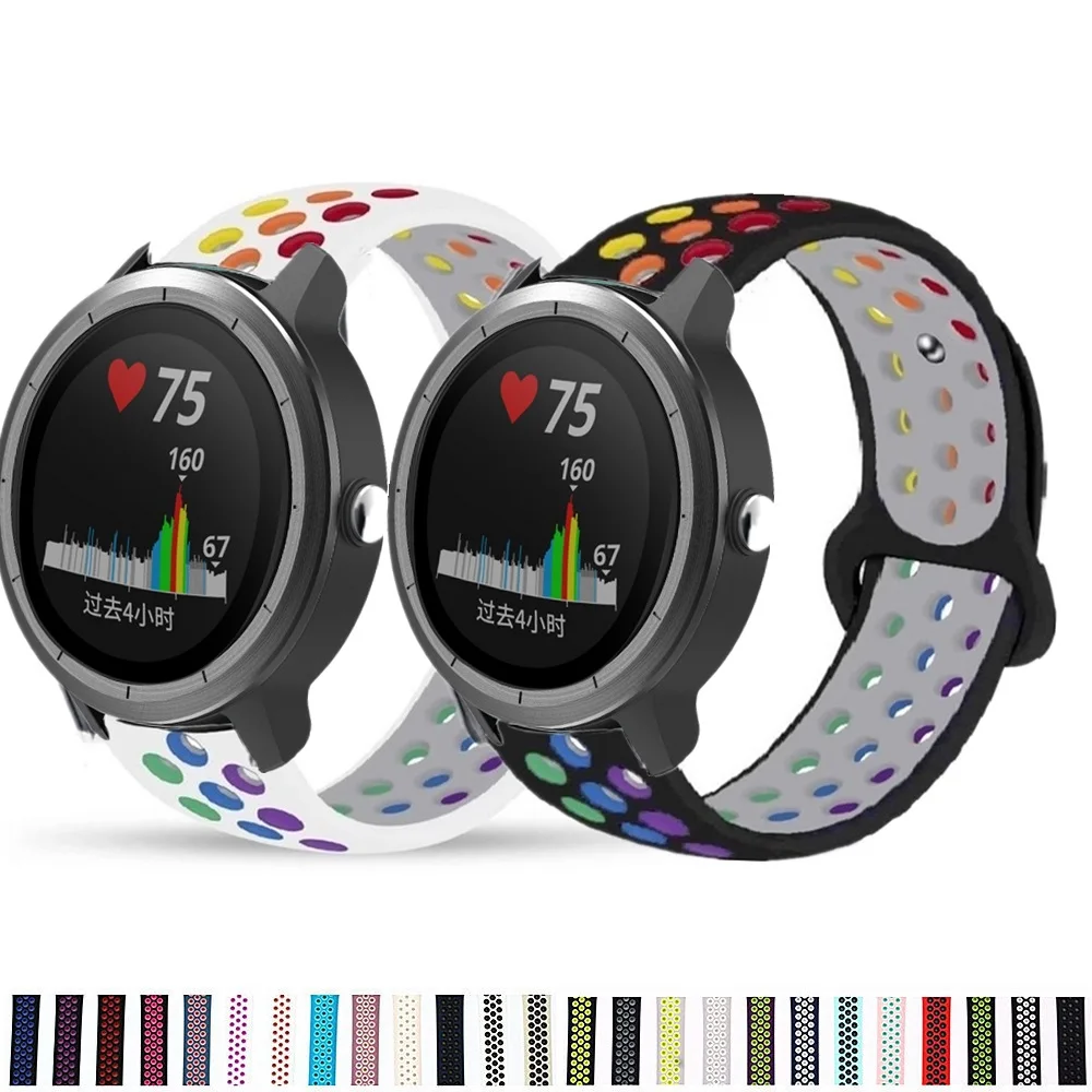 

Ремешок для наручных часов 20 мм для Garmin Vivoactive 3 Music Vivomove HR, силиконовый дышащий спортивный браслет для Forerunner 245 645