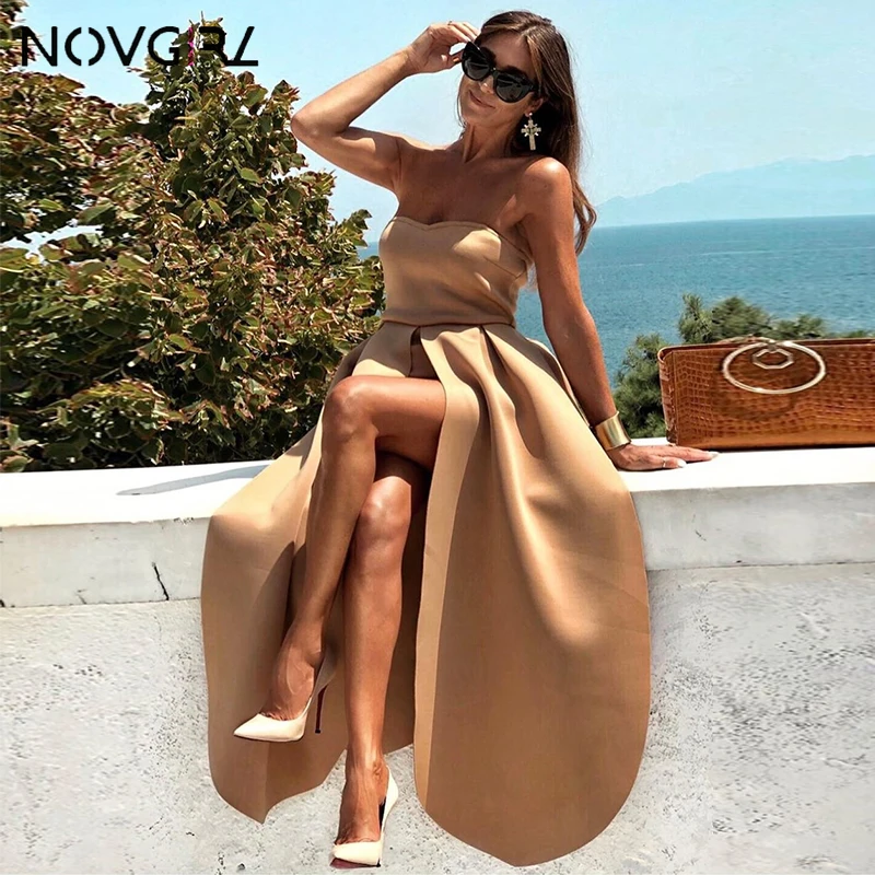 Novgirl женские вечерние сексуальные с открытыми плечами длинное платье высоким