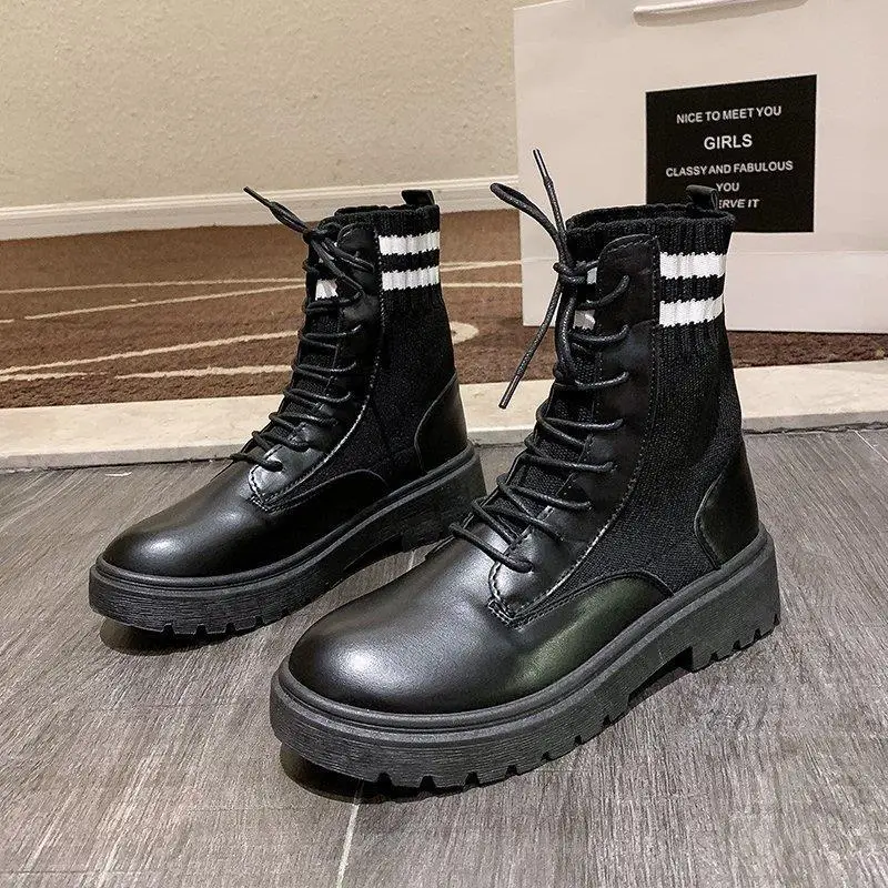 

Ins Fashion Women Ankle Boots Increase Female Martin Boots British Style New Autumn and Winter Women Socks Short Boots