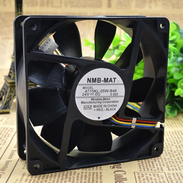 Для НМБ 4715KL 05W B46 24V 0.46A 120*120*38 мм 4 провод в форме ручки с двумя шарами Вентилятор