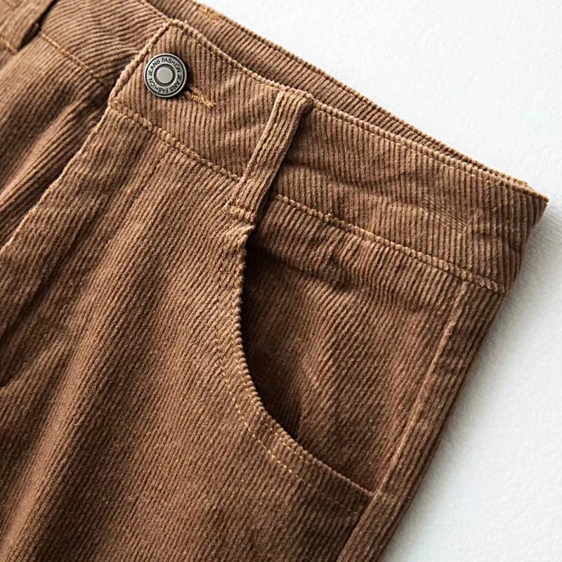 

Casual pants women vintage high waist pants streetwear women fashion trousers fall corduroy pants brown navy trousers lady 2020