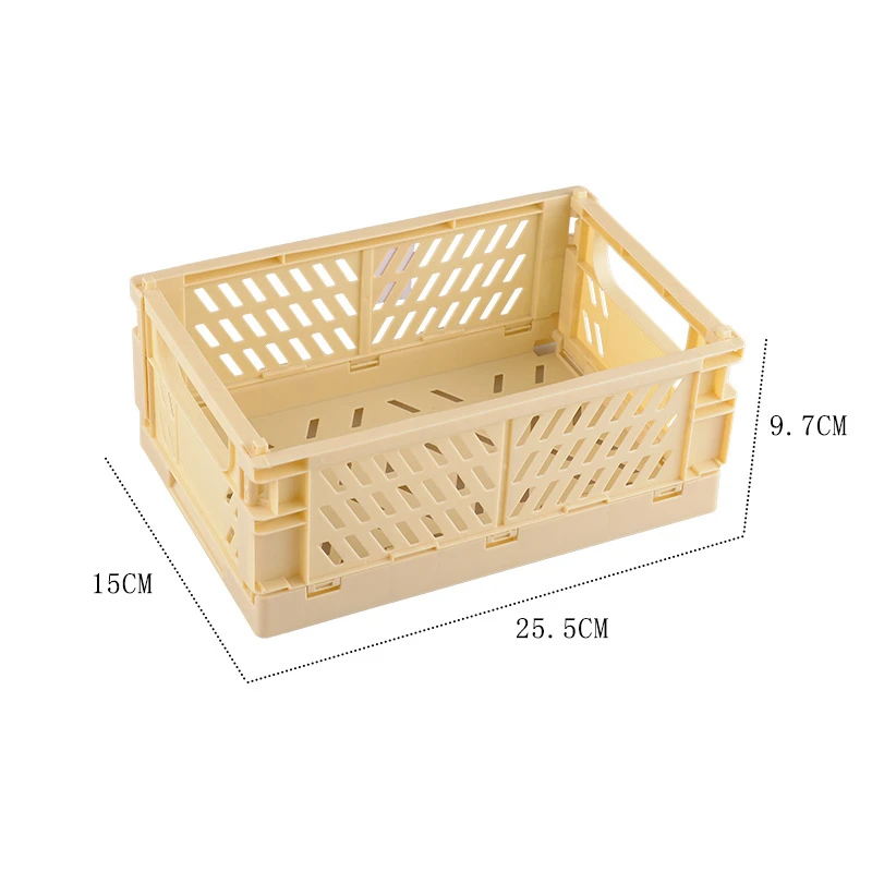 

4pcs/lot Collapsible Basket Folding Storage Box Crate Plastic Container Durable Transportable Foldable Basket Random Colours