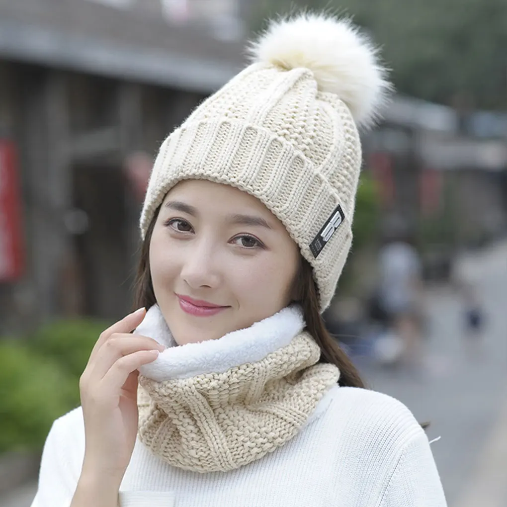 

Шапочка Вязаная Шерстяная для мужчин и женщин, шапка вязаная с круглым шариком, плетеная теплая толстая зимняя шапка, аксессуар для головы, ...