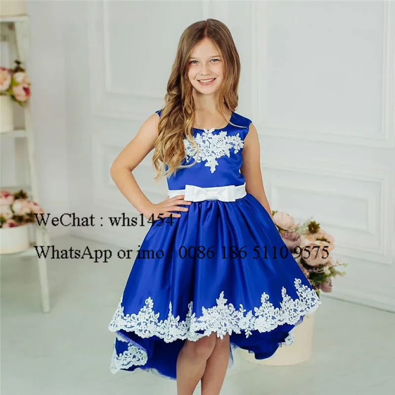 Mbcullyd/платье для девочек с цветочным принтом Королевского синего цвета 2020 пышные