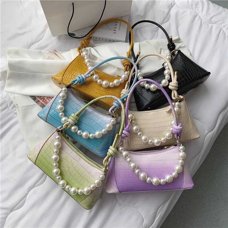 

Stone Pattern PU Leather Armpit Crossbody Bag For Women Solid Color Chain Shoulder Handbags Female Travel Fashion Hand Bag