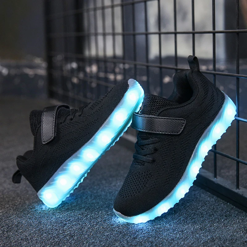 Светящиеся кроссовки для девочек и мальчиков дышащие сетчатые с подсветкой
