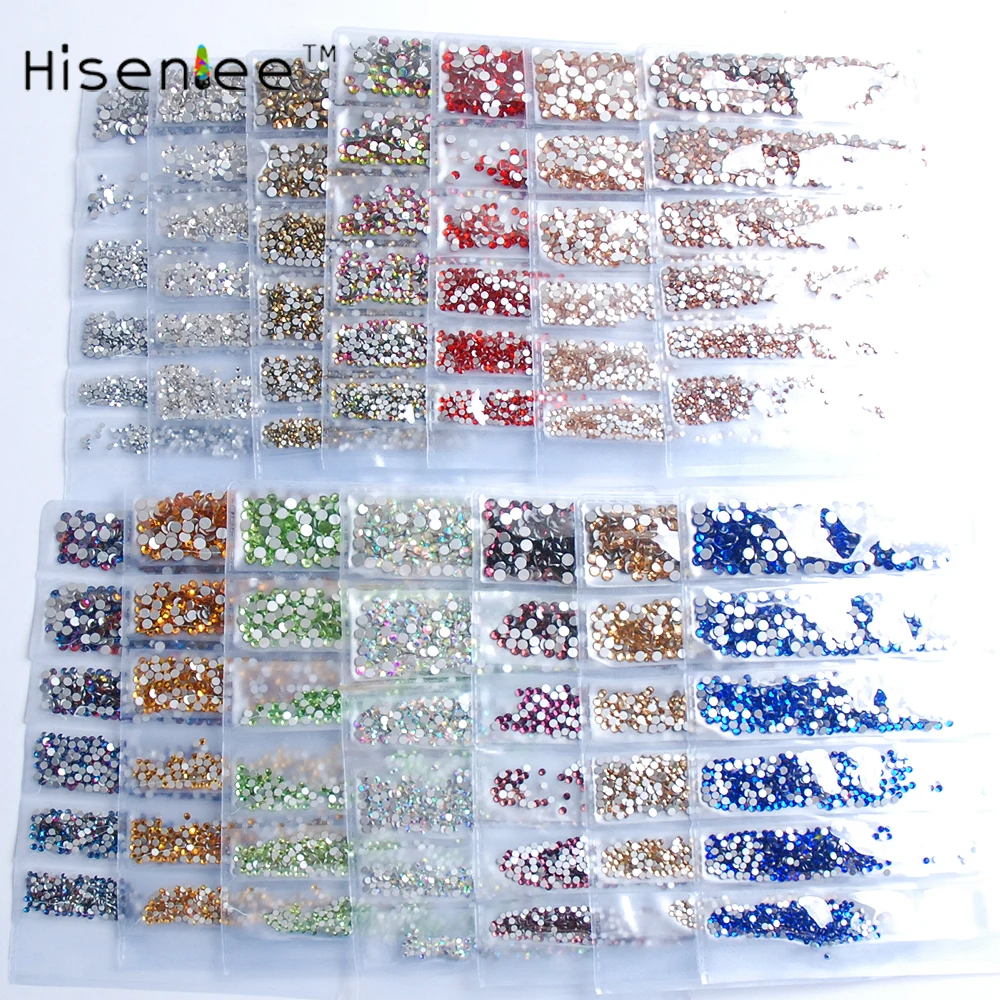 

ss3 ss4 ss5 ss6 ss8 ss10 Small Sizes all 1728pcs Nails Art Crystal Glass Rhinestones For Nails 3D Nail Art Decoration Gems