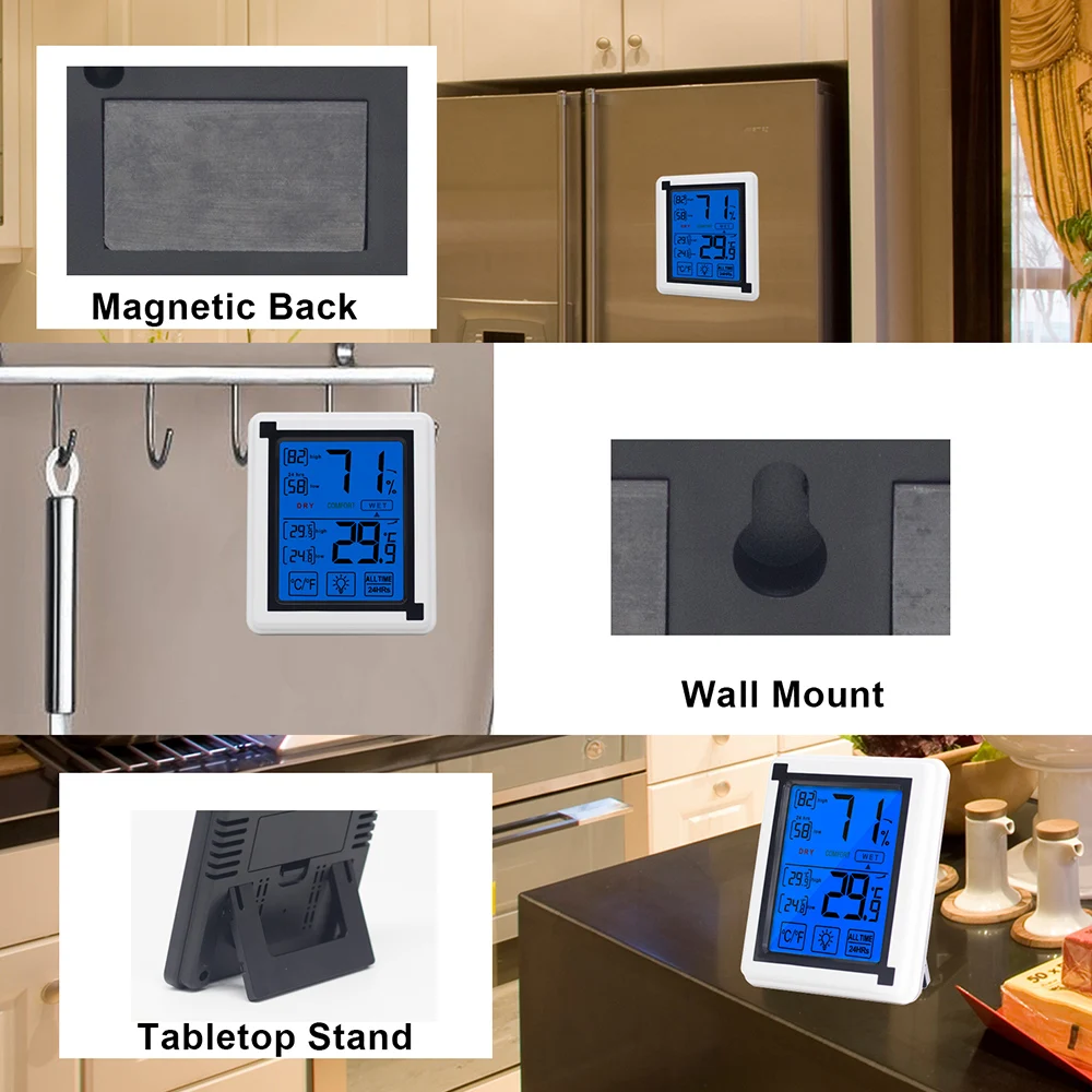 1 шт. сенсорный цифровой ЖК термометр температуры в помещении/влажности