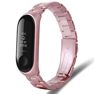 Для mi band 3 металлический ремешок для Xiao mi Ремешок Браслет без винтов для Xiao mi Band 3 браслет Correa для Xiao mi Band 3 браслет на запястье - Цвет: Rose pink 02